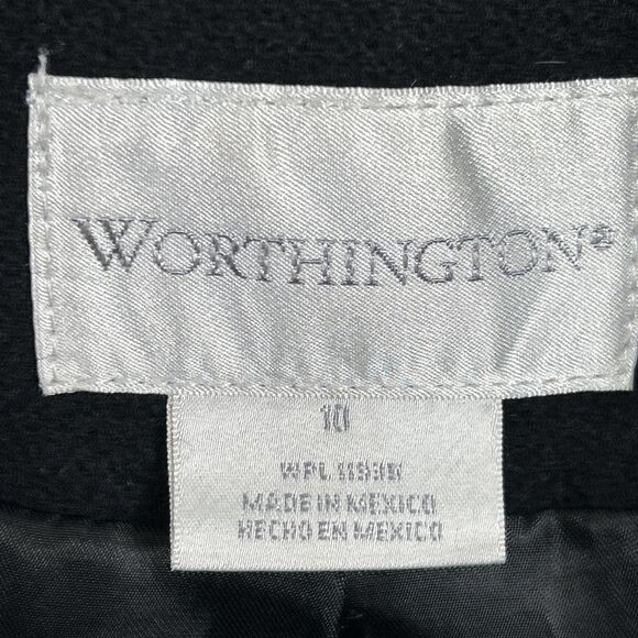 Worthington Women's Trench Coat Wool Blend Size 10 Black Length 48" - Picture 4 of 14